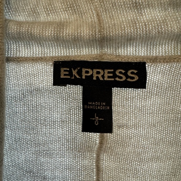 Express Lightweight Grey Detailed Back Seam Open Front Cardigan• Large - Picture 5 of 6